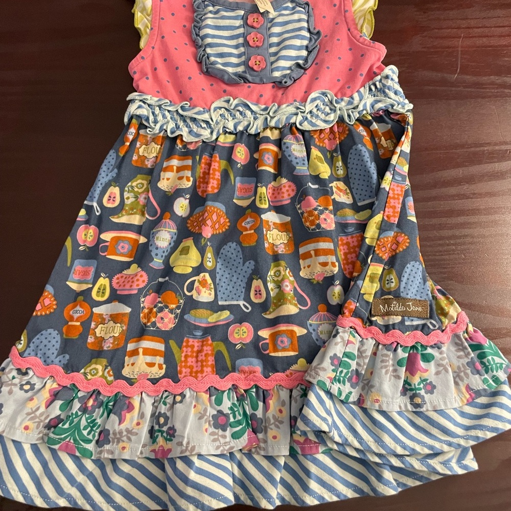 Matilda Jane Pink and Gray Ruffled Tiered Sundress